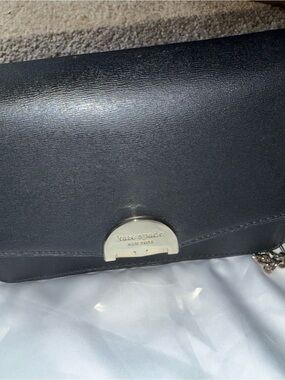 kate spade Black Leather Crossbody with Silver-Tone Clasp